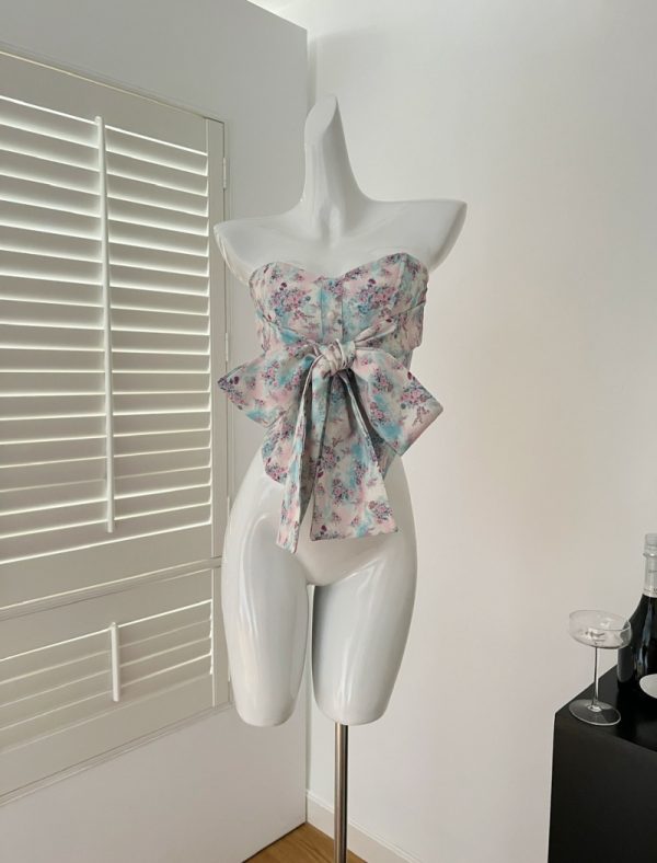 Wrapped chest bow tops sling spring corset for women