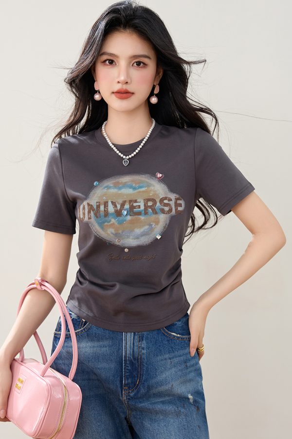 Diamond summer T-shirt short sleeve tops for women